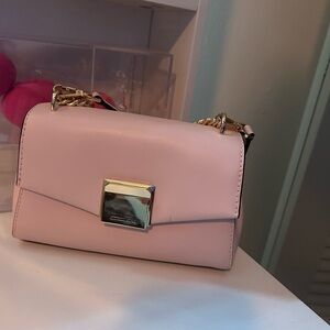 Michael Kors Chic Pink Crossbody Bag with Gold Accents